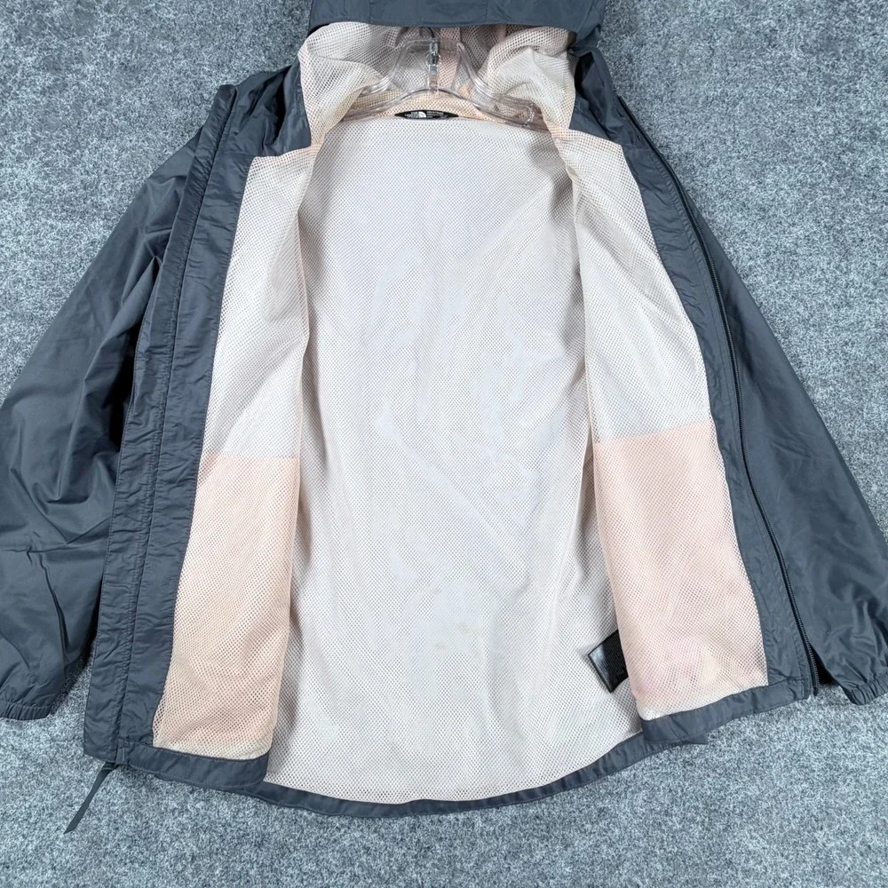 The North Face Dryvent Jacket Girls Medium 10-12 Gray Mesh Lined Hooded Full Zip